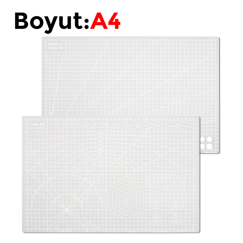 Çift Taraflı Yanmaz Kendini Onaran Kesim Matı - Boyut:-A4 (210x297) Renk: Gri