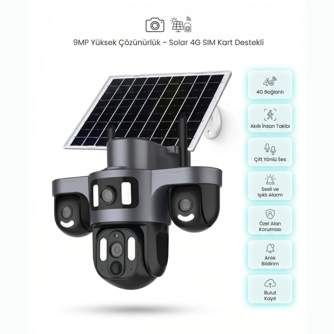 Canavis CA-15002 - Günel Enerjili SIM ve Wi-Fi Destekli 9MP Kamera Yoosee APP