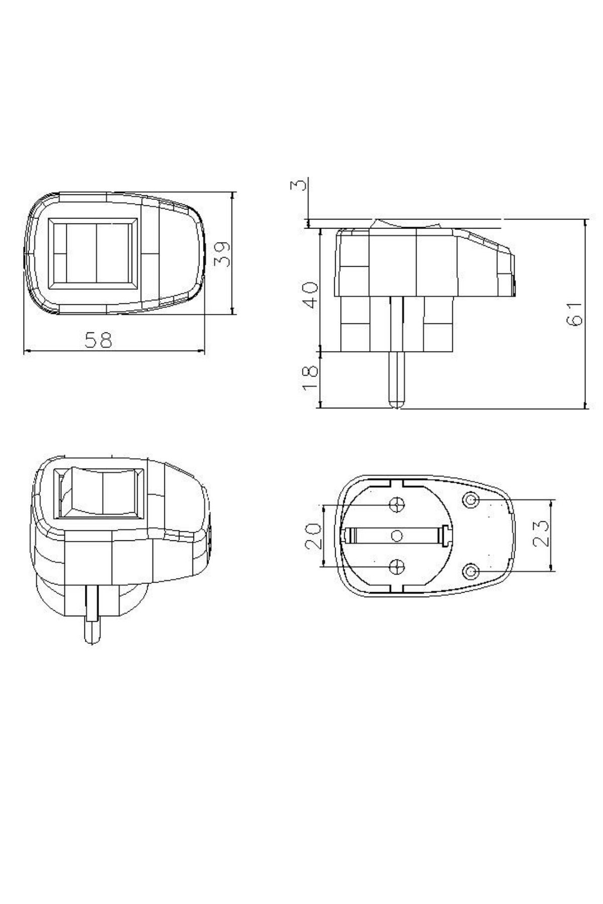 Setel Topraklı Anahtarlı Beyaz Fiş