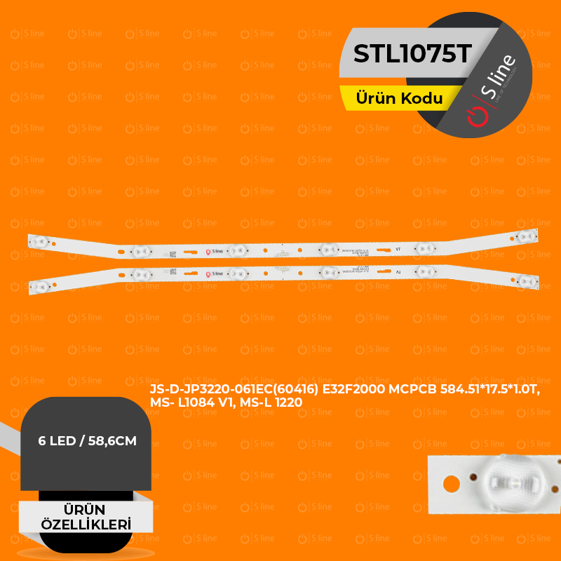 Yumatu JS-D-JP3220-061EC(60416) E32F2000 MCPCB 584.51*17.5*1.0 Tv Led Bar-