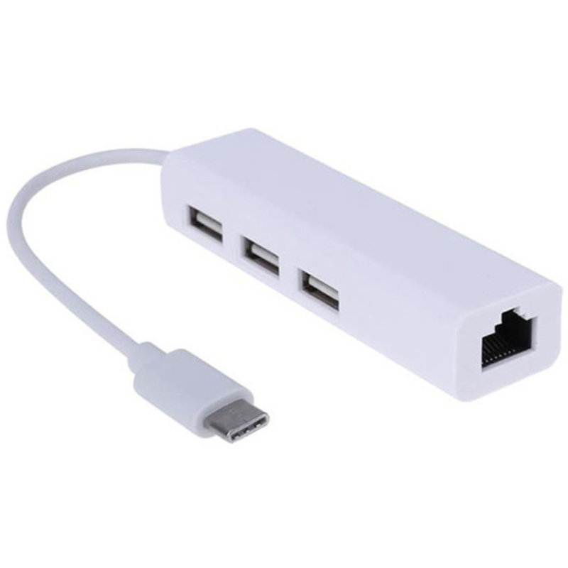 Sline Type C To RJ45 + 3 Port USB Çevirici