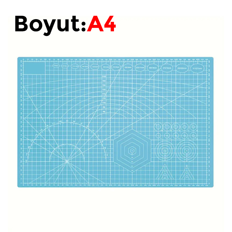 Çift Taraflı Yanmaz Kendini Onaran Kesim Matı - Boyut:-A4 (210x297) Renk: Mavi