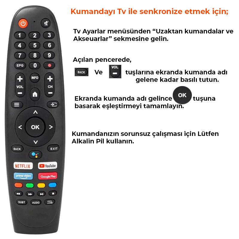 Turn Onvo SX-2201 Ses Komutlu Android Smart Led Tv Kumandası