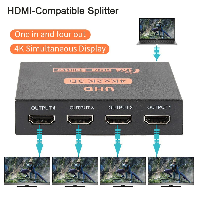HDMI Splitter 1x4 UHD 4K x 2K 3D – Dört Ekran Görüntü Aktarımı K:50